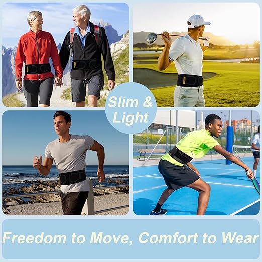 Thin & Lightweight Back Brace for Lower Back Pain Relief – Slim, Breathable Back Support Brace for Sciatica, Herniated Disc – Adjustable Lumbar Support Belt for Men & Women, All Day Comfort
