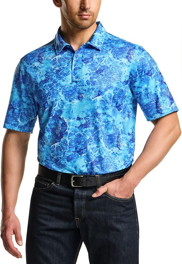 CQR Men's Polo Shirts, Tactical Short Sleeve Golf Performance Shirts, Lightweight Dry Fit UPF 50+ Pique