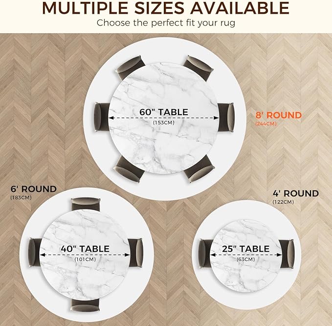 BAGAIL BASICS Round 8 FT Rug Pad Gripper for Hardwood Floors, Non Slip Rug Pads for Area Rugs, Extra Thick Under Rug Padding, Protect Your Rugs & Floors