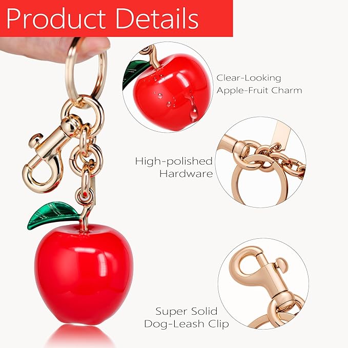 Cherry Bag Charm for Handbag, Big-Apple Strawberry Fruit Bag Charm Cherry Car Accessories KeyChain