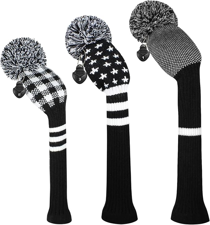 Scott Edward Knit Golf Head Covers for Woods Set of 3 Fits Well Driver(460cc) Fairway Wood and Hybrid(UT) The Perfect Change for Golf Bag