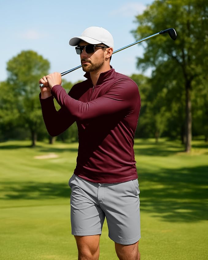 Boladeci Men's UPF 50+ Sun Shirts 1/4 Zip Long Sleeve SPF UV Protection Lightweight Quick Dry Quarter Zip Golf Shirts