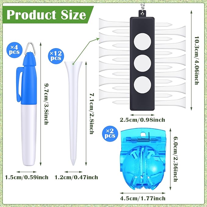 Sumind 22 Pcs Golf Accessories Kit Golf Essentials Club Cleaning Kit for Men Include Cleaning Brush Towel Marking Pen Line Marker Tee Holder with Tee Repair Divot Tool for Christmas Ideal Gift(Blue)
