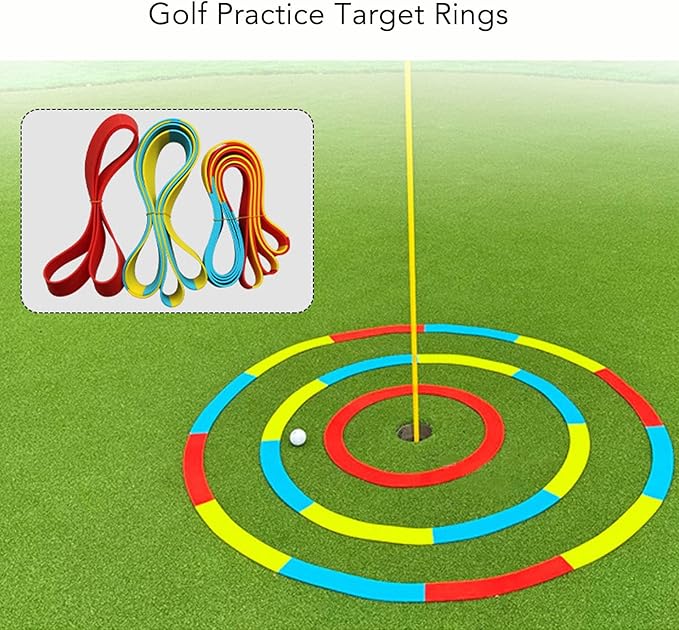 Fockety Golf Target Circle, Golf Training Aid Golf Targets, Ultra Thin Silicone Golf Practice Target Rings Golf Putting and Chipping Training Tool Bright Color Markings