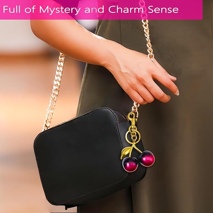 Cherry Bag Charm Purse Handbag Charm Cherry Car Accessories KeyChain Gift for Women Mothers Day Christmas Valentine
