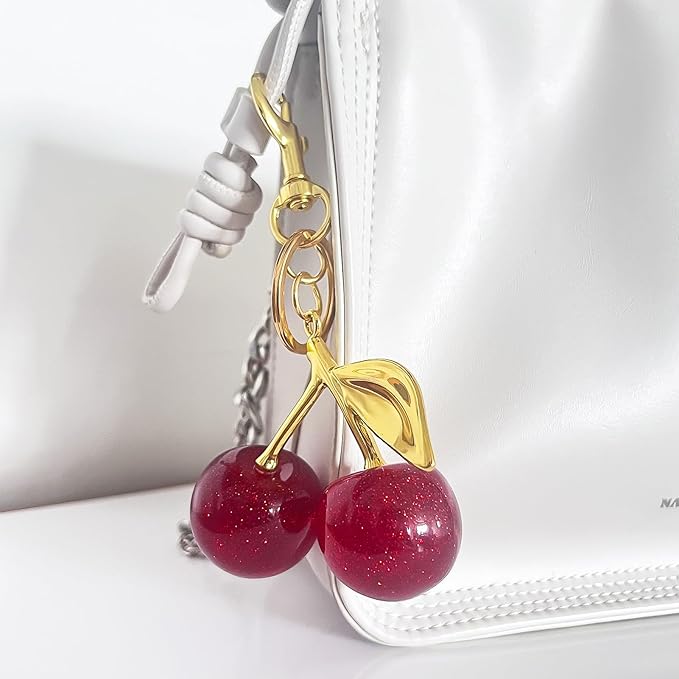 Fruit Bag Charm Purse Charms Keychain Strawberry Cherry Accessories Keychain For Women Birthday Valentine Day Gifts