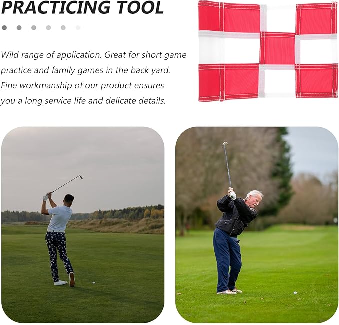 YARNOW Golfing Training Flag for Practice Court Checkered Red and White Golf Pin Flag Portable and Reusable Putting Flagstick for Skill Improvement