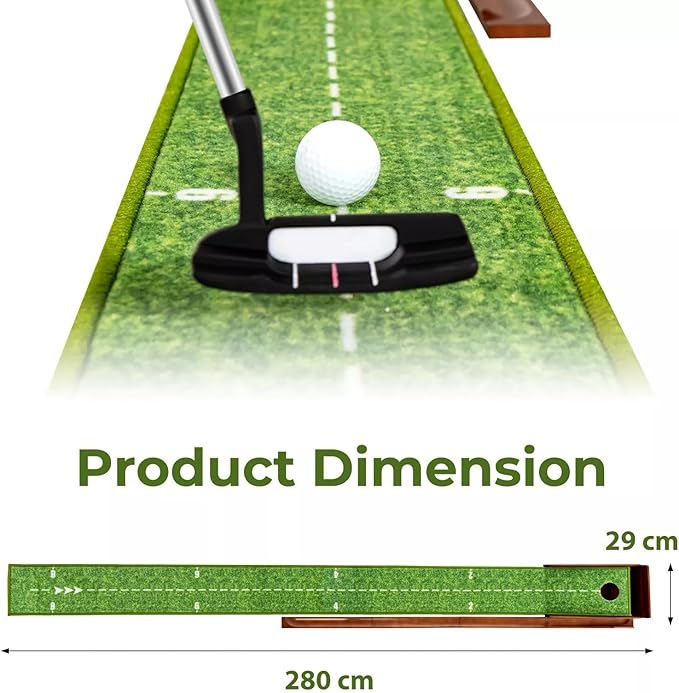 Indoor Golf Putting Mat with Putter & 5 Balls, Auto Ball Return Set, Velvet Matt for Home, Office, Backyard, Golf Gift
