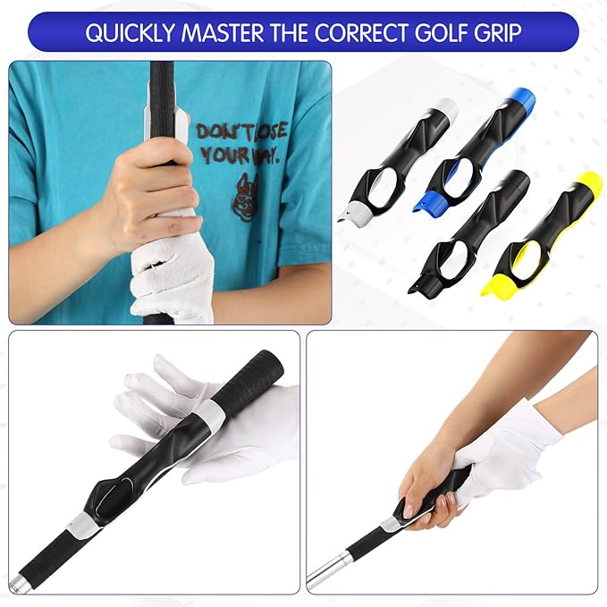 4 Pcs Golf Grip Trainer, Golf Training Aid Swing Trainers Club Grips Accessories for Golfer Enhance Strength Hand Position and Swing Technique, Unique Gift for Golfing Enthusiasts