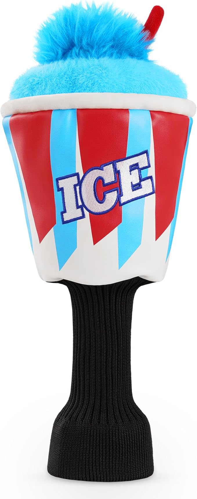 Big Teeth Driver Headcover Ice & Birdiee, Driver Covers for Golf Clubs, Funny Birdie Putter Cover,Milk Shake Ice Cream Mallet Putter Cover,Blue and Red Color