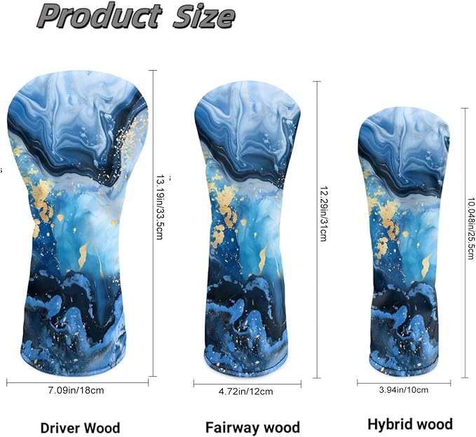 Golf Club Head Covers for Club Protective, Waterproof PU Leather Driver Fairway Wood Hybrid Head Cover