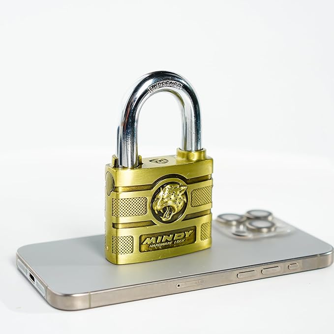 60mm Heavy Duty Waterproof Keyed Padlock with 4 Keys Brass Finish for Fences, Gates, Sheds