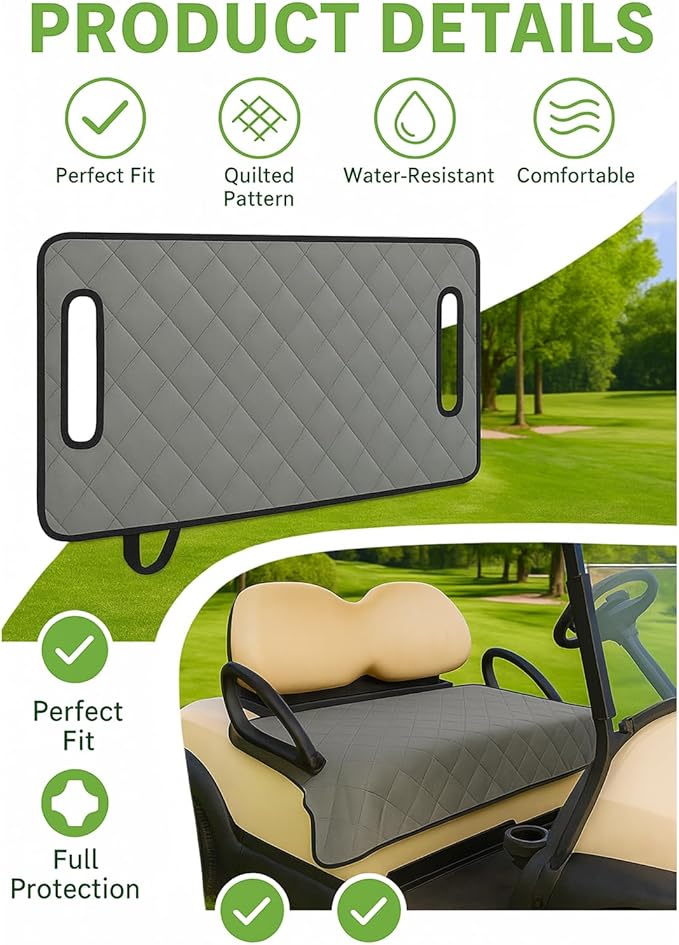 Golf Cart Seat Covers, Universal Golf Cart Seat Towel Blanket Nonskid Bottom Fits for EZGO, Yamaha, Club Car and More 2 Person Seats Golf Carts