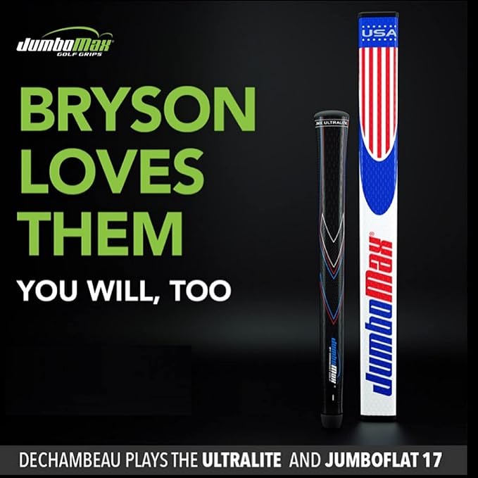 JumboMax Putter Grips JumboFlat 17 Golf Putter Grip, Oversize ArmLock Grip Profile, Red/White/Blue w/USA Flag