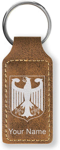 LaserGram Rectangle Keychain, Coat of Arms Germany, Personalized Engraving Included (Rustic with Silver)