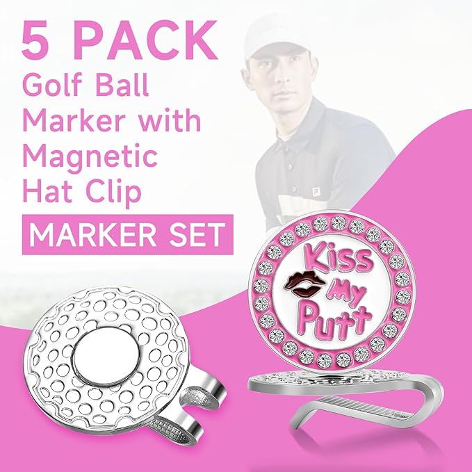 Magnetic Golf Ball Marker Clips, Funny Golf Ball Markers with Magnetic Clip, Enamel Golf Ball Markers Hat Clip Magnet for Men Women Golfer Gifts