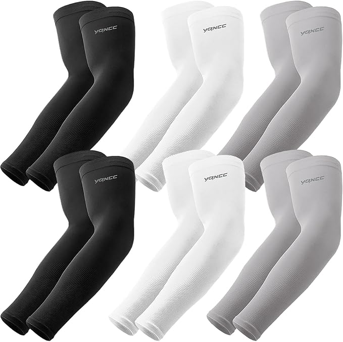 YQXCC 4 Pairs Arm Sleeves, Cooling UV Sun Protection Sports Compression Sleeves for Men Women, Golf Basketball Arm Sleeves