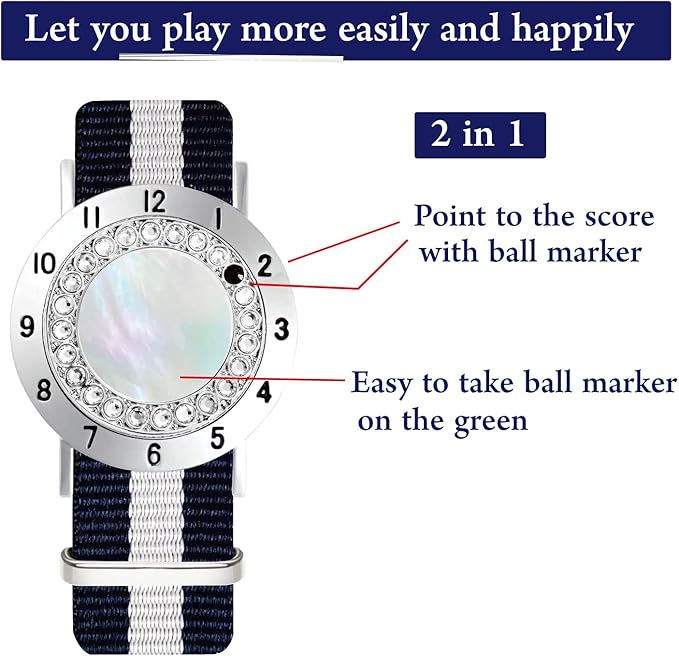 Golf Ball Marker with Golf Stroke Counter Bracelet, Pearl Crystal Ball Marker, Golf Accessories, Golf Gifts, Golf Counters for Women