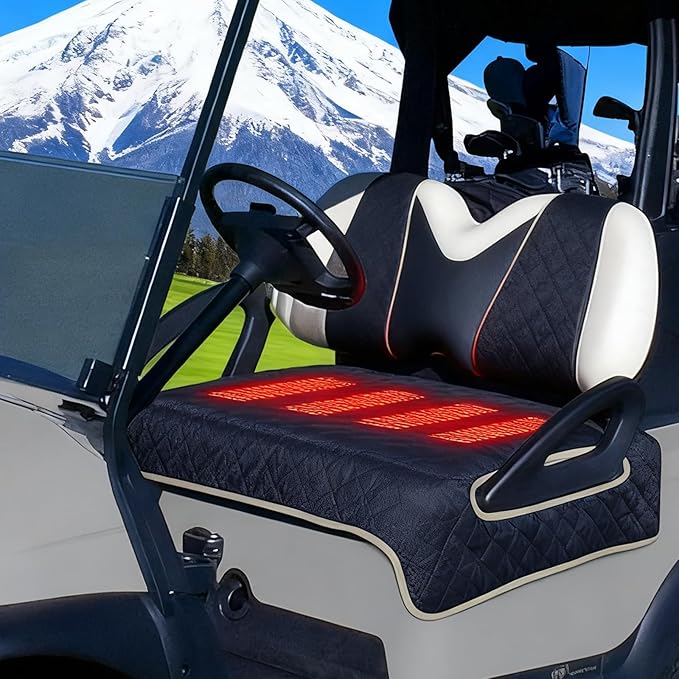 Heated Golf Cart Seat Cover,Non-Slip Winter Golf Cart Seat,Universal Fit, Easy Installation,4 Heating Zones, USB/Type-C Powered, Non-Slip & Waterproof, Ideal Golf Gift for Men