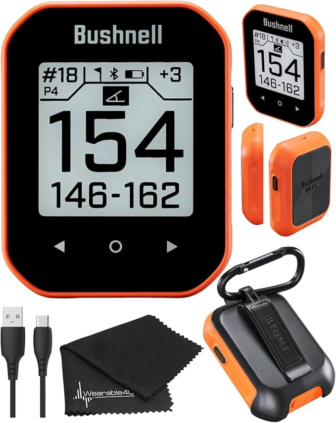 Wearable4U - Bushnell Phantom 3 GPS Rangefinder Orange with BITE Magnetic Mount and GreenView with Lens Cleaning Cloth Bundle