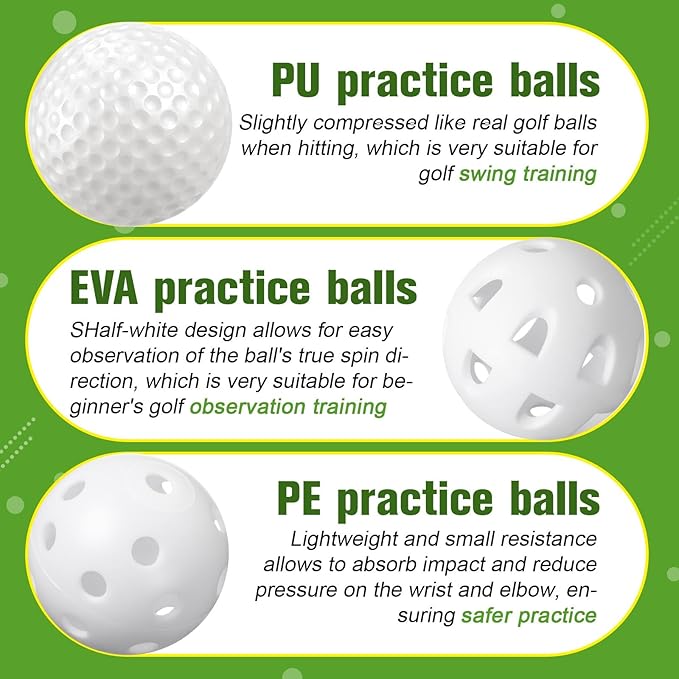 30 Pack Practice Golf Balls 42mm Rubber EVA Plastic Golf Training Ball High Visibility for Easy Tracking, Limited Flight, Hollow Airflow for Home Backyard Indoor or Outdoor