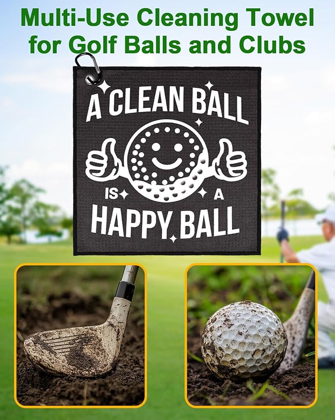 AICase Golf Gifts Funny Positive Golf Ball Crochet Gag Gift Ideas with Golf Towel, Cool Stuff Golf Accessories for Men, Women, Golfers, Dad, Fathers, Coworkers, Friends, Christmas, Birthday