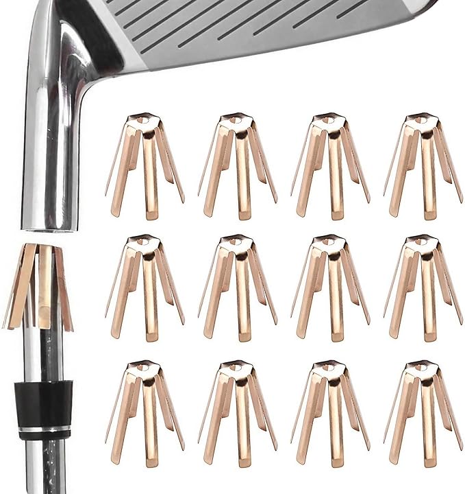 12Pcs Universal Brass Golf Shaft Adapter Shims Fits .335 .350 .355 .370 for All Shaft - 6 Legs Brass Adjustable Golf Shaft Shims Golf Accessories