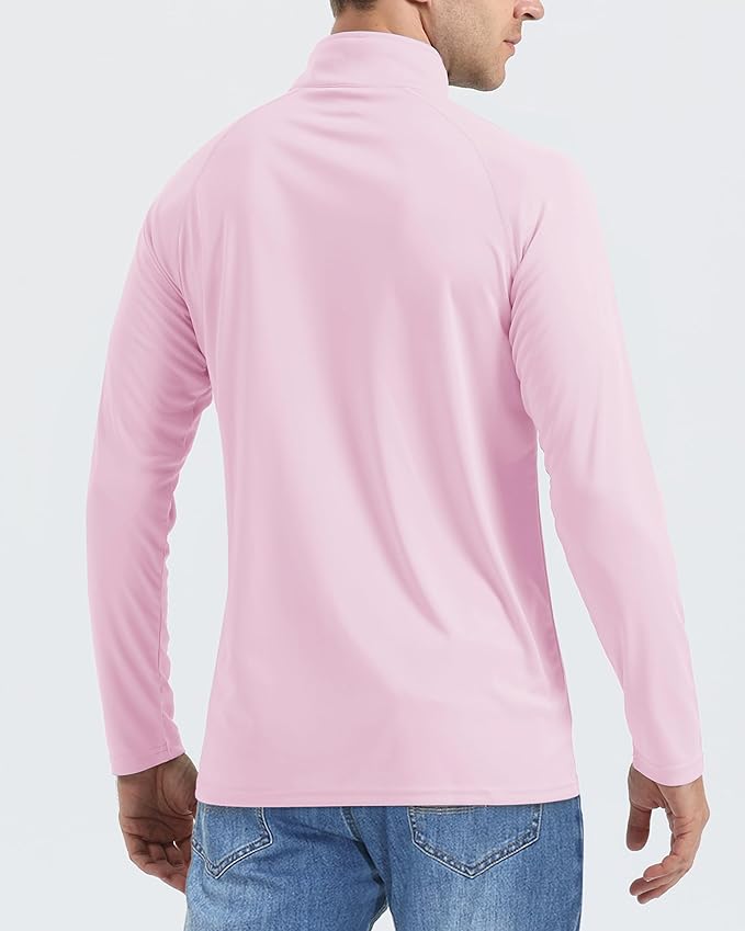 Boladeci Men's UPF 50+ Sun Shirts 1/4 Zip Long Sleeve SPF UV Protection Lightweight Quick Dry Quarter Zip Golf Shirts