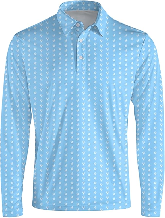 Men's Long Sleeve Golf Shirt Quick Dry 3 Button Work Fishing Outdoor Casual Collar Shirt