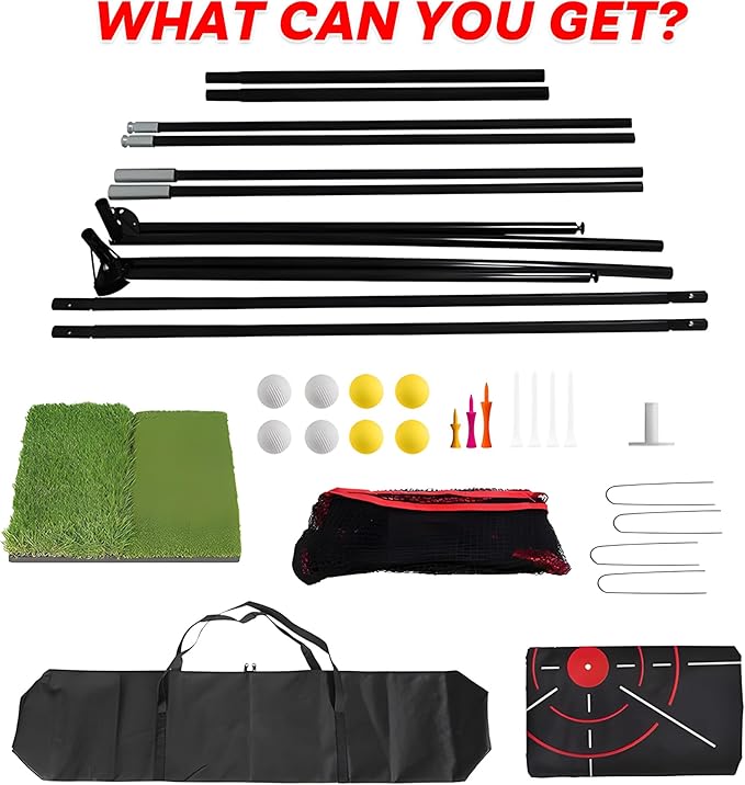 Golf Net, 10x7ft Golf Hitting Nets with a Turf Mats, Golf Practice Net for Backyard,Garage, Terrace Equipped with Noise Free Target, Great Gift for Fathers, Husbands and Professional Golfers