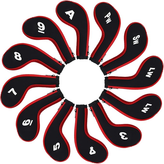Andux Number Print Golf Iron Club Head Covers Long Neck with Zipper 12pcs/Set