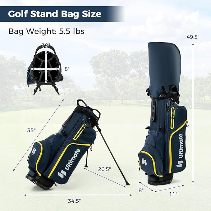 ULTIMATE 12 Pieces Men's Complete Golf Clubs Set w/Golf Stand Bag, 460cc #1 Driver, #3 Fairway, #5 Hybrid, #5#6#7#8#9#P#S Irons, Putter, Full Right-Handed Golf Set for Men