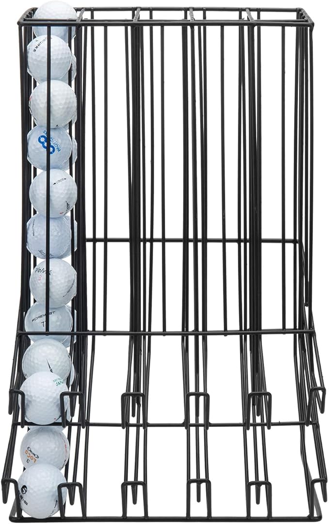MyGift 60 Capacity Golf Ball Basket Holder - Matte Black Metal Wire Golf Ball Dispenser and Countertop Display Rack