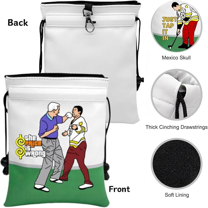 Artpreti Funny Golf Valuables Pouch,Golf Pouch Bag with Drawstrings Golf Tee Leather Tee Ball Bag for Men Women - The Price is Wrong