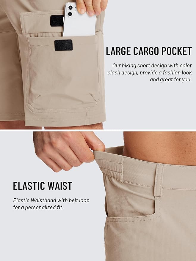 TACVASEN Men's Summer Outdoor Shorts Quick Dry Cargo Casual Work Hiking Shorts (NO Belt)