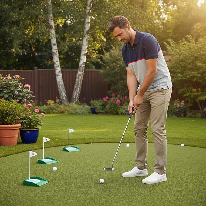 Sotiff Golf Putting Practice Cup Hole Training Aids Golf Accessories Training Putters with Plastic Flag for Adult Office Garage Yard Indoor Outdoor Practice