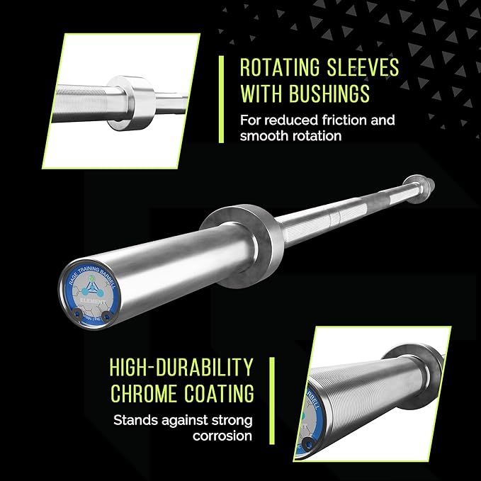Rage Fitness Olympic Training Barbell – 6FT 15LB (300LB Capacity) OR 7FT 45LB (1500LB Capacity) – Home & Commercial Gym Weightlifting Bar for Squats, Deadlifts, Bench Press & Strength Training