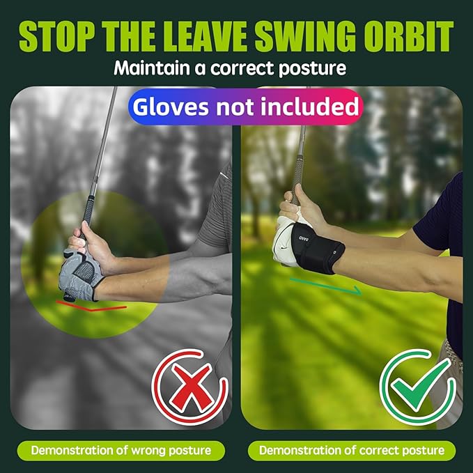 Golf Wrist Training Aid, Golf Swing Training Aid,Adjustable Golf Wrist Brace, Wrist Band for Swing Correction, Alignment Practice Tools for Golf Beginners, Fit Left Hand, Large, Black