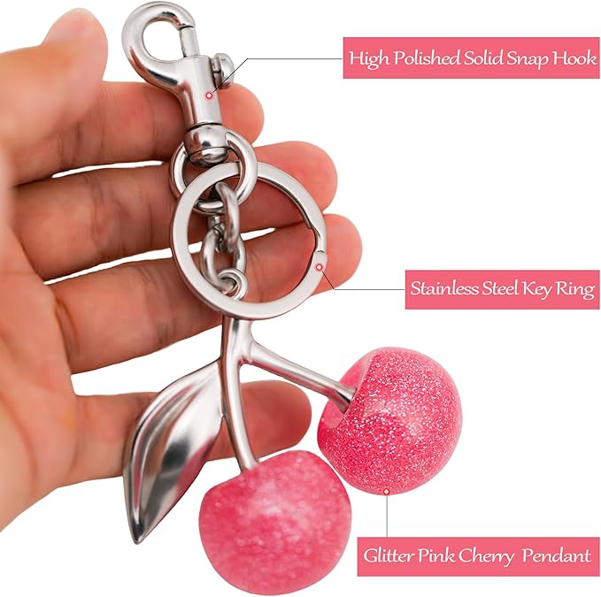 Cherry Bag Charm Purse Handbag Charm Cherry Car Accessories KeyChain Gift for Women Mothers Day Christmas Valentine