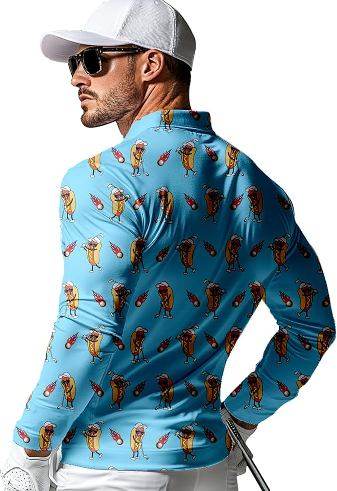 Men's Long Sleeve Golf Shirt Quick Dry 3 Button Work Fishing Outdoor Casual Collar Shirt