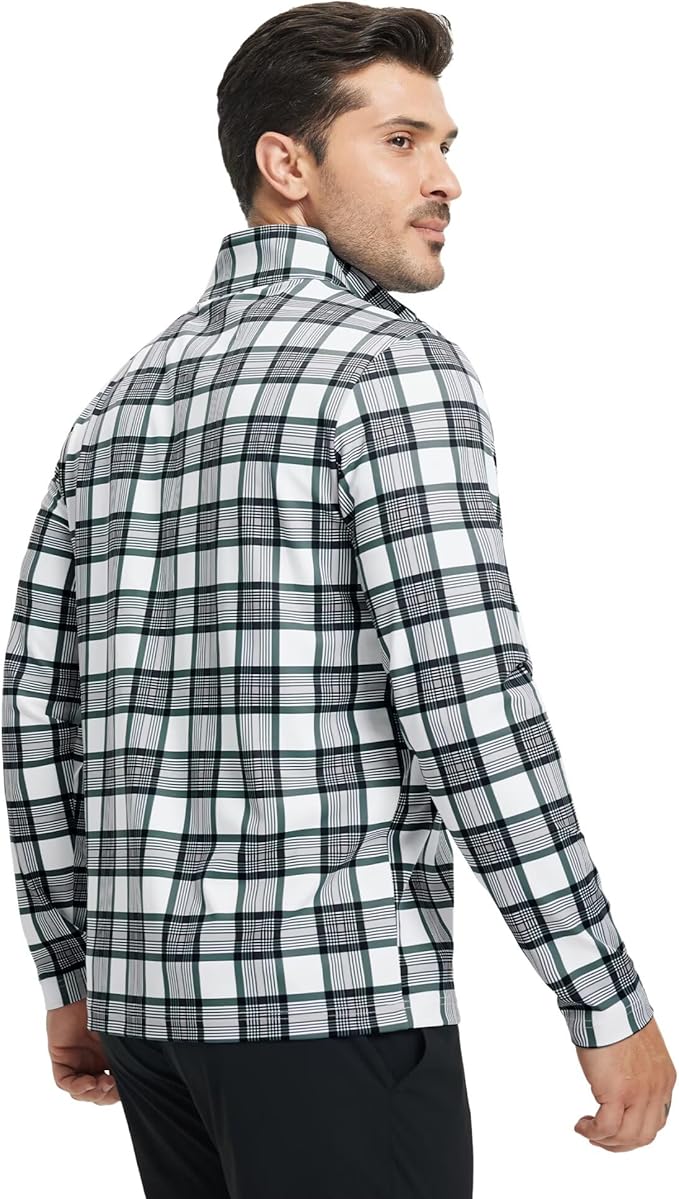 M MAELREG Quarter Zip Golf Pullover Men Dry Fit Long Sleeve Performance Wicking 1/4 Zip Full Print Pullover Mens Sweatshirt
