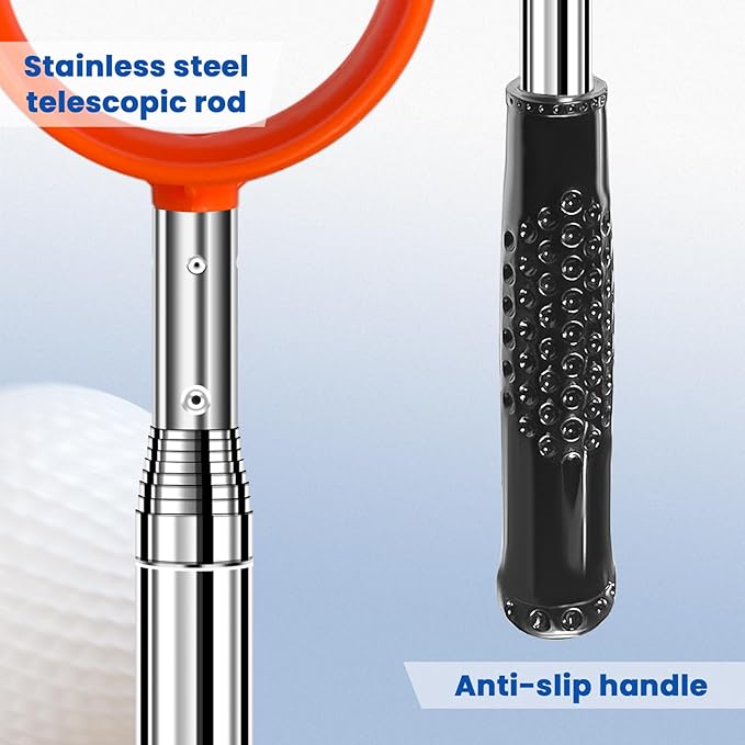 Golf Ball Retriever, Max 9 Ft Lightweight and Portable Golf Ball Retriever Telescopic, Stainless Golf Ball Grabber with Anti-Slip Handle, Golf Accessories Gifts for Men Women