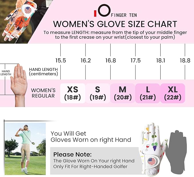 Golf Gloves Women with Ball Marker 2 Pack, Right Handed Golfer Left Hand, Ladies Breathable Soft All Weather Grip Glove Fit Size Small Medium Large XL