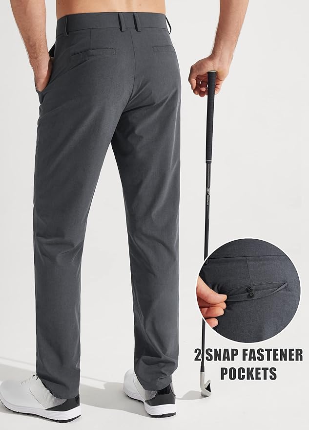 Libin Mens Golf Pants Stretch Work Dress Pants 30"/32"/34" Quick Dry Lightweight Casual Comfy Trousers with Pockets