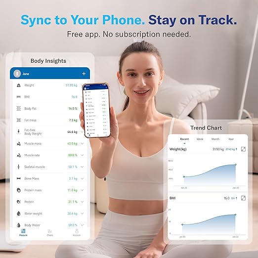 Alcedo Smart Body Fat Scale, Digital Scale with BMI, Fat Percentage, Muscle Mass, Color-Changing with Weight Variation, 400 lb, Bluetooth