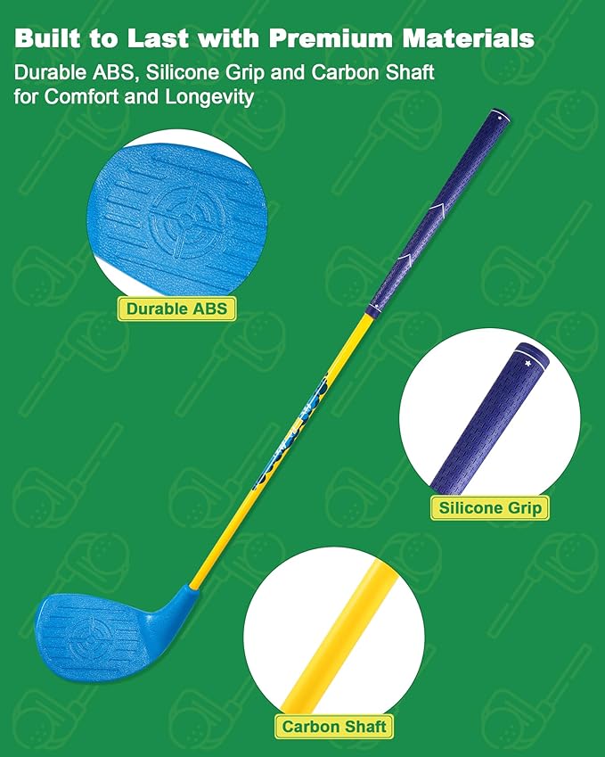 HOTWIND Backyard Golf Game Clubs 6 Pack with 5”x 3.5” Oversize Heads and 36” Lightweight Carbon Shaft for Adults Play Outdoor Golf Yard Game in Grass Parks and Yards Hit Plastic and Foam Balls