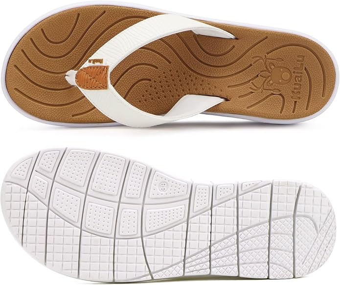 KuaiLu Comfortable Flip Flops for Women with Arch Support Summer Beach Walking Thong Sandals Slip On Indoor Outdoor