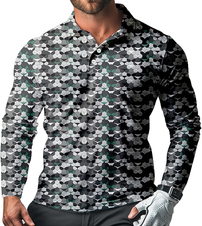 Men's Long Sleeve Golf Shirt Quick Dry 3 Button Work Fishing Outdoor Casual Collar Shirt