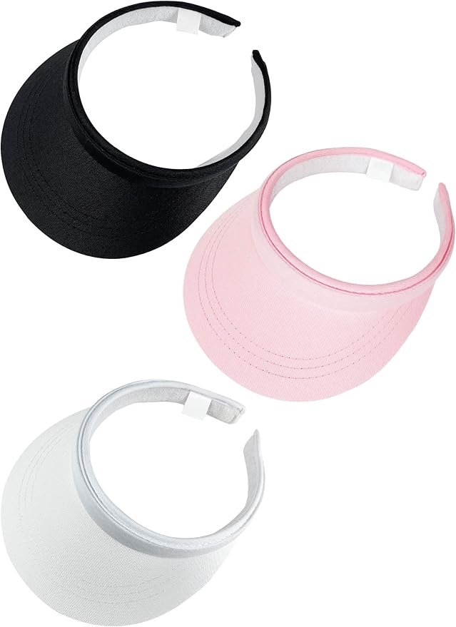 3 Pack Sports Sun Visor Hat Women Men Adjustable Clip On Visors Outdoor Golf Beach Cap