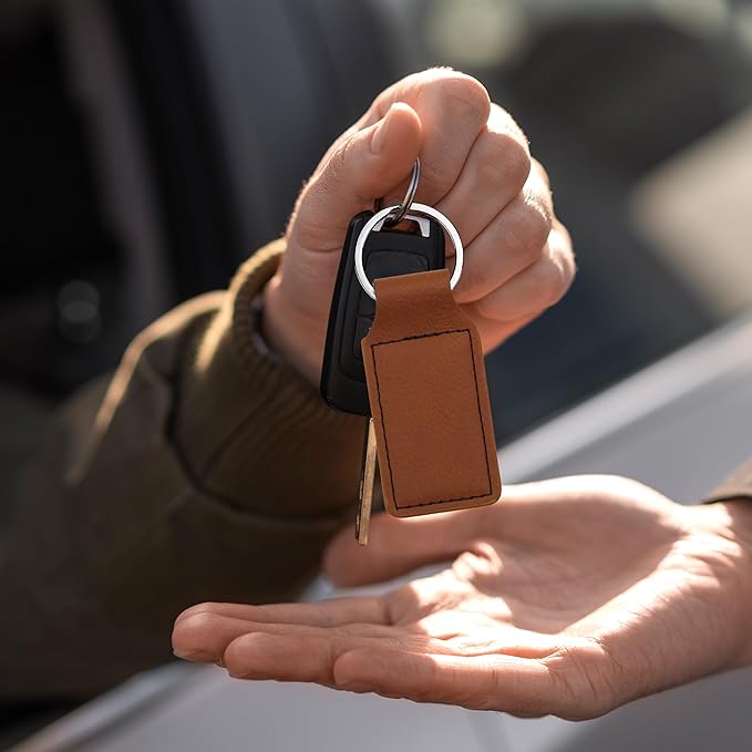 LaserGram Rectangle Keychain, Coat of Arms Germany, Personalized Engraving Included (Dark Brown)